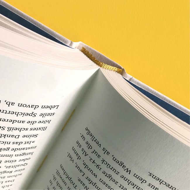 Ausschnitt der mittleren Buchseiten von »Vertrauensübung« kopfüber.