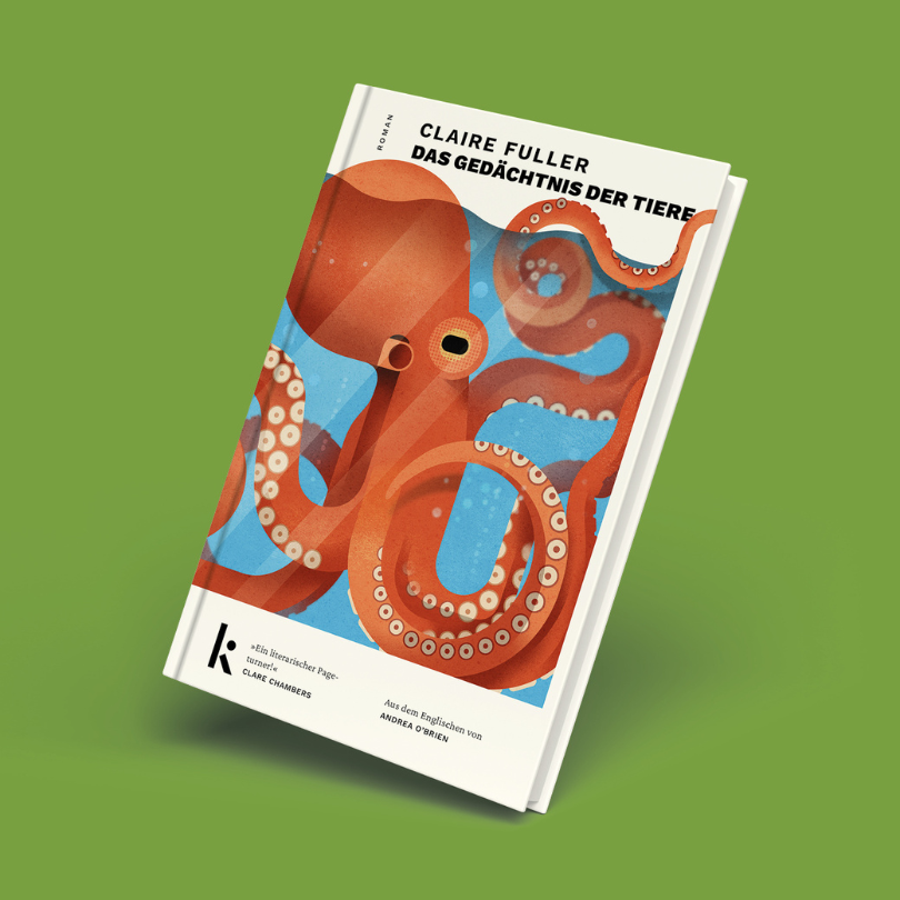 Buchcover des Romans "Das Gedächtnis der Tiere" von Claire Fuller mit einem illustrierten Oktopus.
