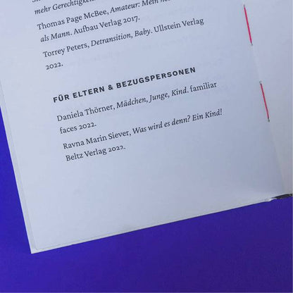 Foto von Seitenausschnitt (»Buchempfehlungen«) aus »Lieber Jonas oder der Wunsch nach Selbstbestimmung«
