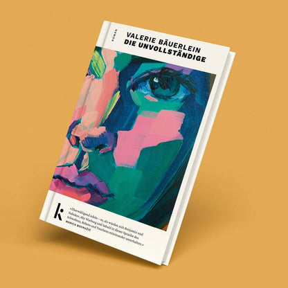 Cover von »Die Unvollständige« vor gelbem Hintergrund. 