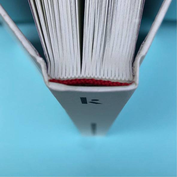 Foto des Buchrückens von »Unberechenbar« von oben. 