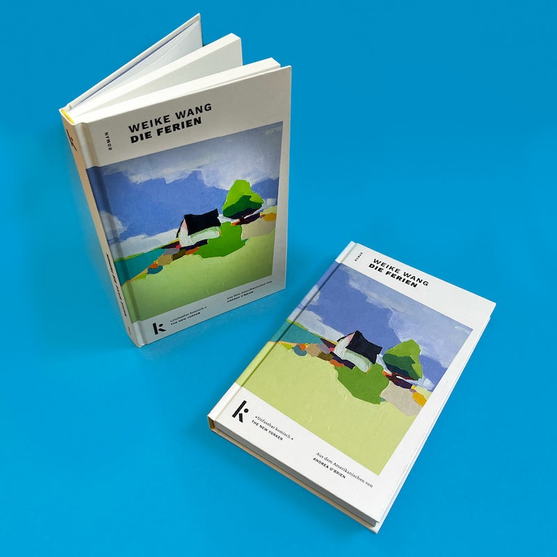 WEIKE WANG - DIE FERIEN | Liebe & kulturelle Unterschiede: Zwei Hardcover-Bücher stehend und liegend, perfekte Wahl für literarische Geschenkideen.